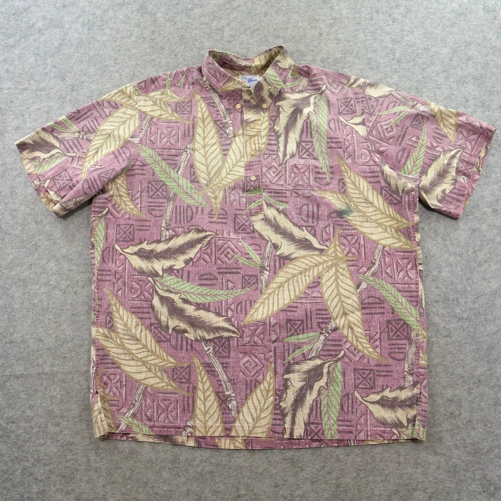 Reyn Spooner Shirt Men XXL 2XL Purple Hawaiian Floral Short Sleeve Pullover